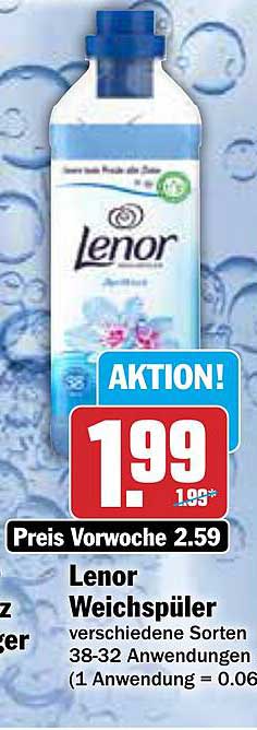 Lenor Weichspüler verschiedene Sorten 38-32 Anwendungen (1 Anwendung = 0,06 €)