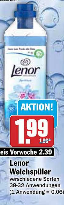 Lenor Weichspüler verschiedene Sorten 38-32 Anwendungen