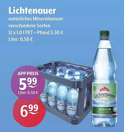 Lichtenauer natürliches Mineralwasser 12 x 1,0 l PET