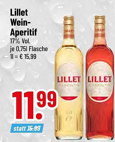 Lillet Wein-Aperitif 0,75 L für nur 11,99 €