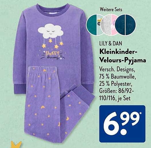 LILY & DAN Kleinkinder-Velours-Pyjama