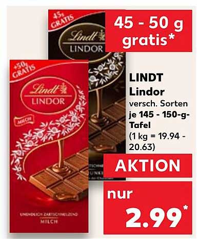 LINDT Lindor 145 - 150-g Tafeln, verschiedene Sorten