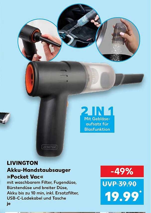 LIVINGTON Akku-Handstaubsauger »Pocket Vac«