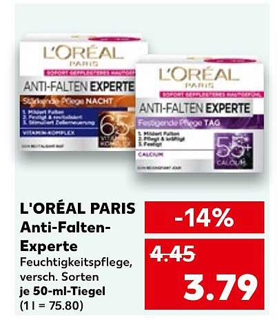 L'ORÉAL PARIS Anti-Falten-Experte Feuchtigkeitspflege, verschiedene Sorten je 50-ml-Tiegel