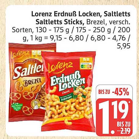 Lorenz Erdnuss Locken, Saltletts Saltletts Sticks (versch. Sorten)