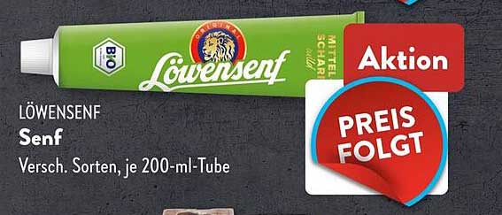 Löwensenf in verschiedenen Sorten, je 200-ml-Tube