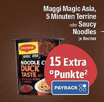 Maggi Magic Asia, 5 Minuten Terrine oder Saucy Noodles je Becher