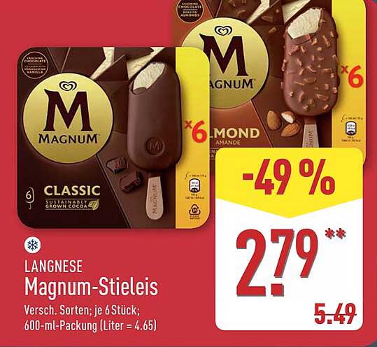 Magnum-Stieleis (6 Stück) von Langnese - Verschiedene Sorten