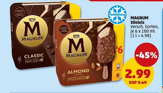 MAGNUM Stieleis Versch. Sorten, je 6 x 100 ml