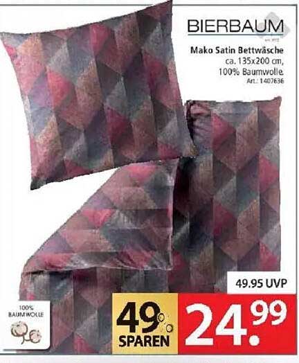 Mako Satin Bettwäsche ca. 135x200 cm, 100% Baumwolle