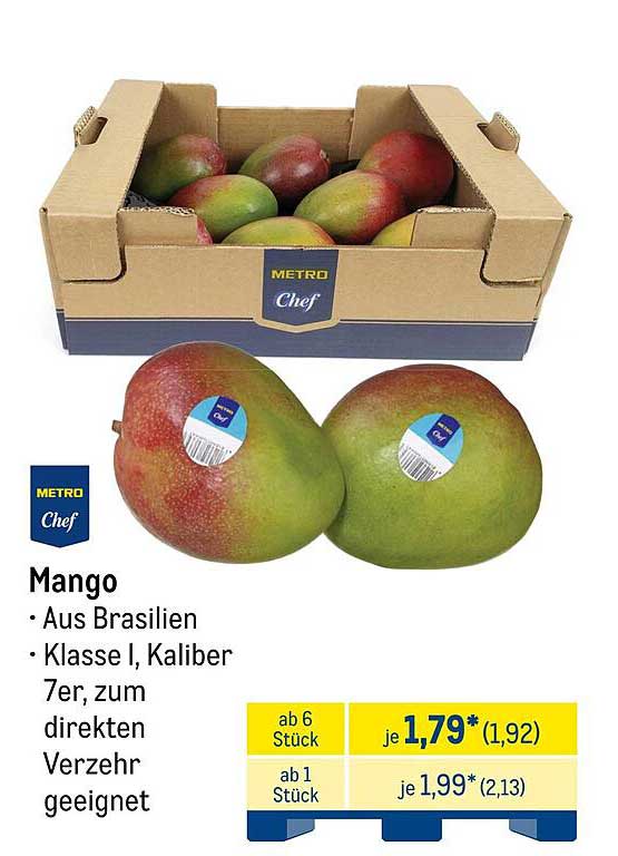 Mango aus Brasilien - Klasse I, Kaliber 7, direkt zum Verzehr geeignet