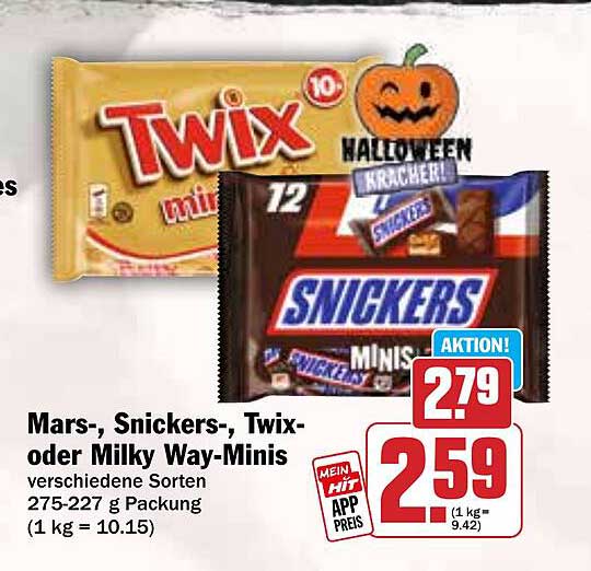 Mars-, Snickers-, Twix- oder Milky Way-Miniriegel 275-227 g