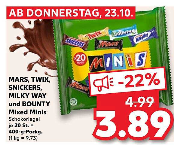 MARS, TWIX, SNICKERS, MILKY WAY und BOUNTY Mixed Minis Schokoriegel