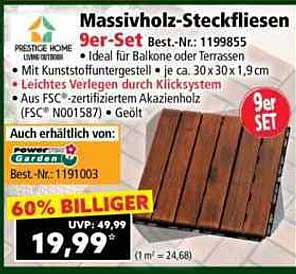 Massivholz-Steckfliesen 9er-Set