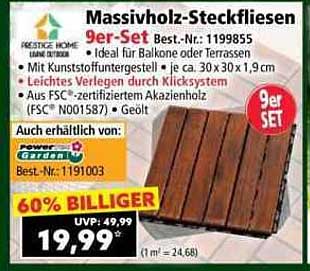 Massivholz-Steckfliesen 9er-Set