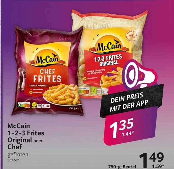 McCain 1-2-3 Frites Original oder Chef (750 g-Beutel)