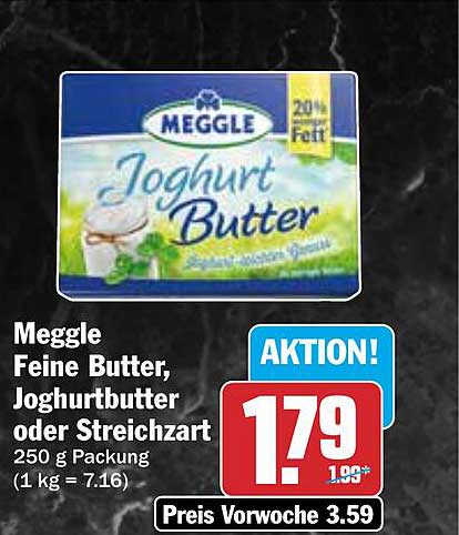 Meggle Feine Butter, Joghurtbutter oder Streichart 250 g