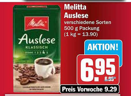 Melitta Auslese verschiedenen Sorten 500 g Packung