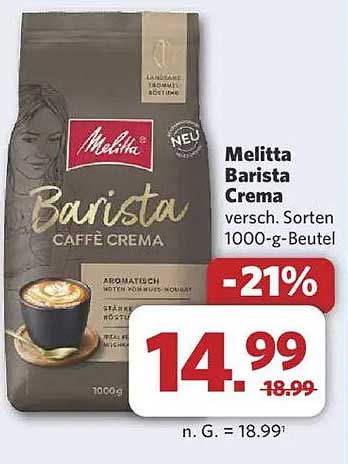 Melitta Barista Crema 1000-g-Beutel - Aromatische Vielfalt für Kaffeeliebhaber