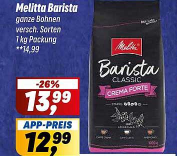 Melitta Barista ganze Bohnen, 1 kg Packung