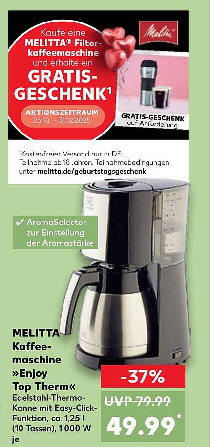 MELITTA® Filterkaffeemaschine Enjoy Top Therm - -37%