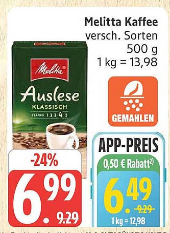 Melitta Kaffee Auslese diverses Sorten 500 g
