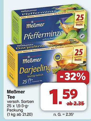 Meßmer Tee, verschiedene Sorten 25 x 1,5-3 g-Packung
