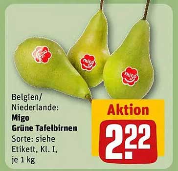 Migo Grüne Tafelbirnen, je 1 kg