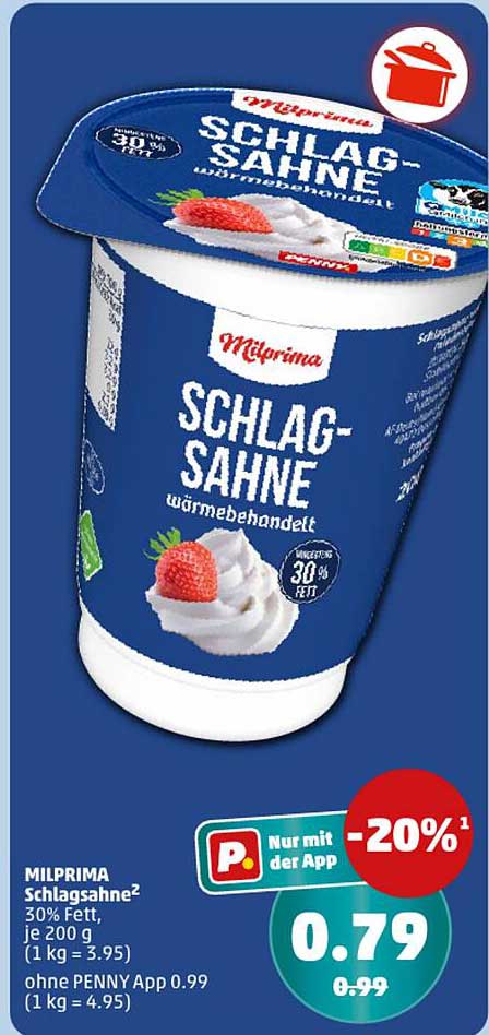 MILPRIMA Schlag-Sahne 30% Fett, 200 g