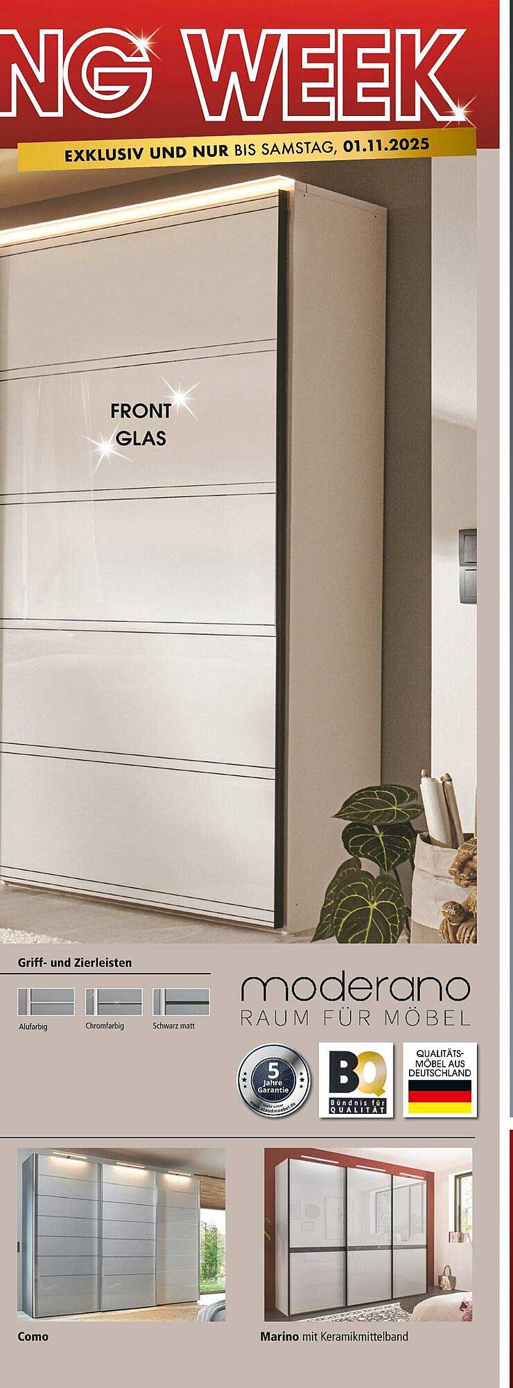 moderano Schrank Como oder Marino mit Keramikmittelband