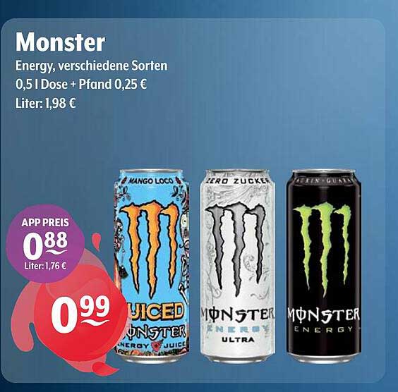 Monster Energy - verschiedene Sorten