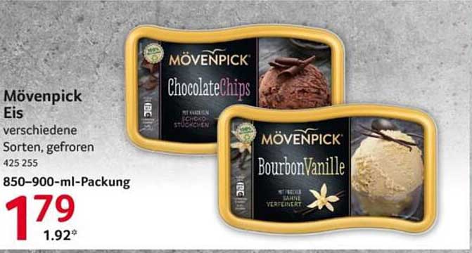 Mövenpick Eis - verschiedene Sorten, gefroren
