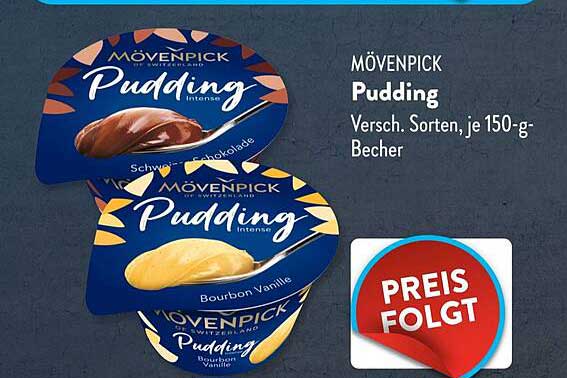 Mövenpick Pudding, Verschiedene Sorten, je 150-g-Becher