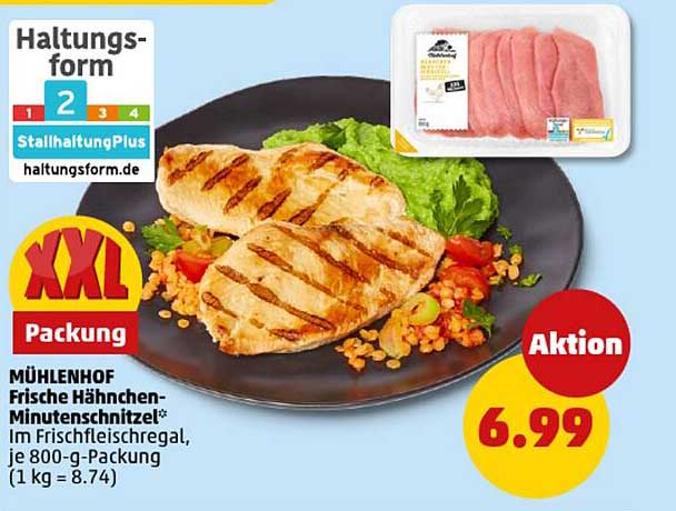 MÜHLENHOF Frische Hähnchen-Minutensteaks 800 g