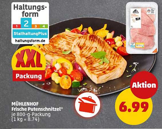 MÜHLENHOF Frische Putenschnitzel, 800-g-Packung