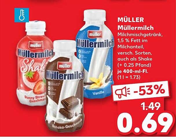 MÜLLER Müllermilch 400 ml, verschiedene Sorten
