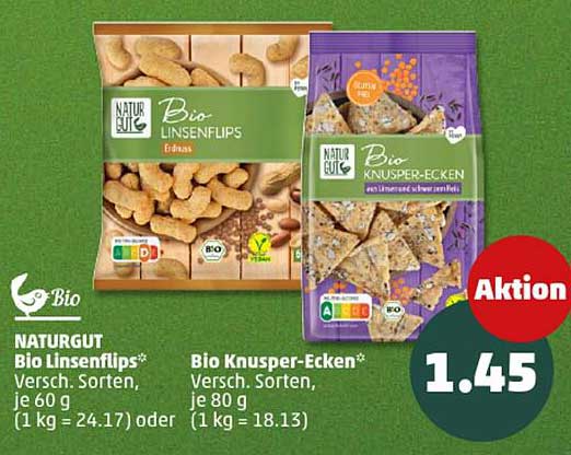 NATURGUT Bio Linsenflips und Bio Knusper-Ecken