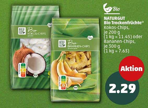 NATURGUT Bio Trockenfrüchte - Kokos-Chips und Bananen-Chips