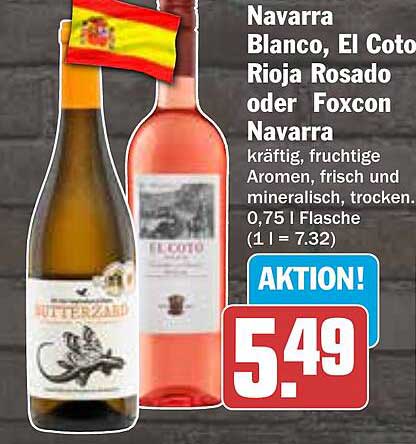 Navarra Blanco, El Coto Rioja Rosado oder Foxcon Navarra