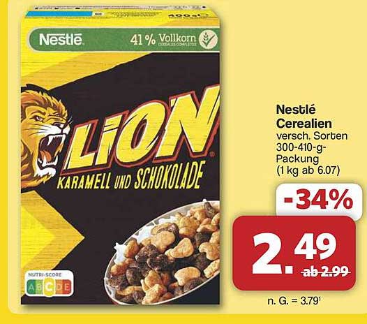 Nestlé Cerealien LION Karamell und Schokolade 300-410 g-Packung