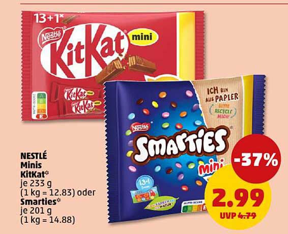 Nestlé Minis KitKat oder Smarties