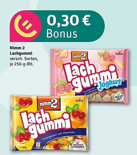 nimm 2 Lachgummi, verschiedene Sorten, je 250-g-Btl.