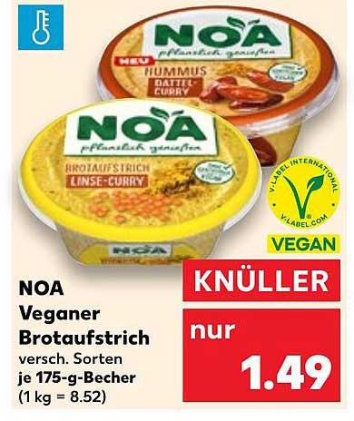 NOA Veganer Brotaufstrich verschiedene Sorten je 175-g-Becher