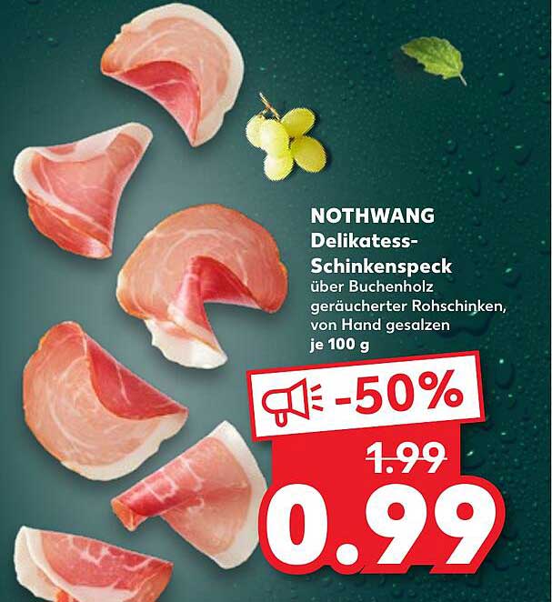 NOTHWANG Delikatess-Schinkenspeck über Buchenholz geräucherter Rohschinken, von Hand gesalzen