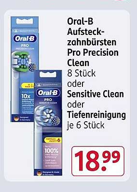 Oral-B Aufsteckzahnbürsten Pro Precision Clean oder Sensitive Clean je 6 Stück