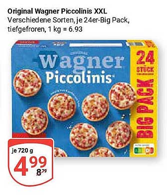 Original Wagner Piccolinis XXL – Verschiedene Sorten, je 24er-Big Pack, tiefgefroren