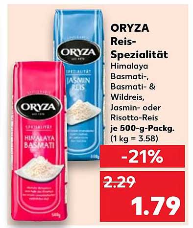 ORYZA Reis-Spezialität Himalaya Basmati-, Basmati- & Wildreis, Jasmin- oder Risotto-Reis je 500-g-Pack.