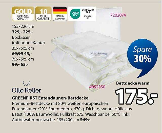 Otto Keller GREENFIRST Entendaunen-Bettdecke