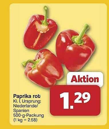 Paprika rot Kl. I - 500-g-Packung