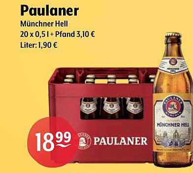 Paulaner Münchner Hell 20 x 0,5 l + Pfand 3,10 €